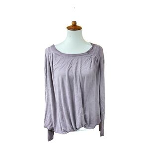 Umgee Mineral Wash Long Sleeve Pullover, Twist Front, Light Purple Top